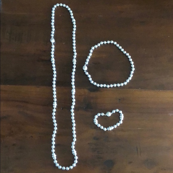 Convertible Pearl Necklace (Silver pearls) - Picture 1 of 8